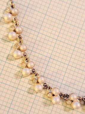 Claire's Silver Pearl & Faux Diamond Cluster Necklace - White